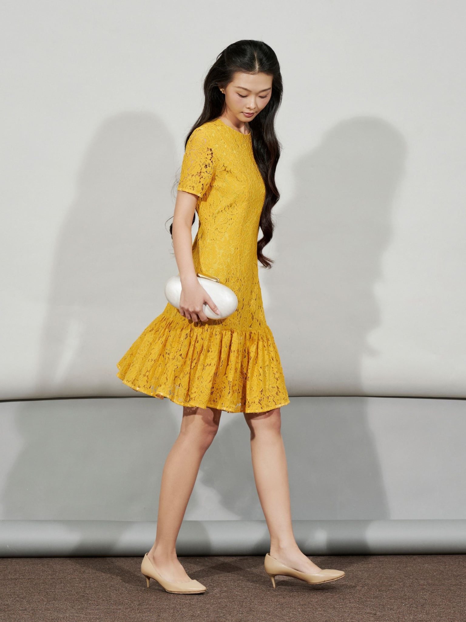  Đầm ren tùng bèo | Mauve Lace Ruffle dress 
