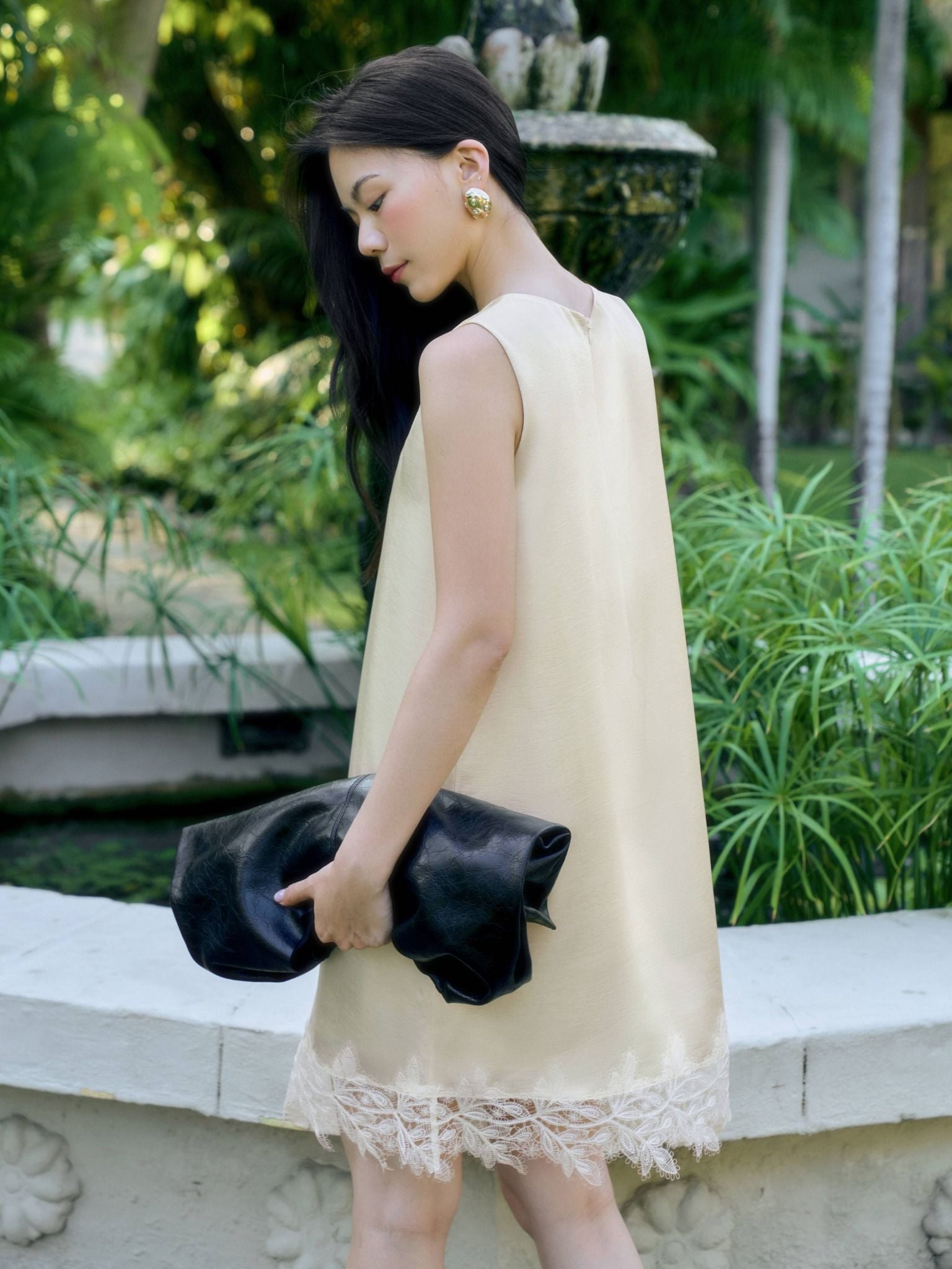  Đầm lụa phối ren | Mauve Satin Lace dress 