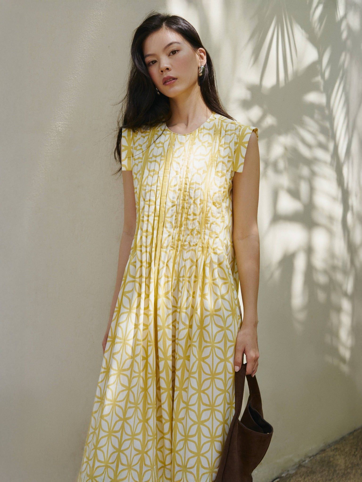  Đầm hoạ tiết xếp ly | Mauve Pattern dress 