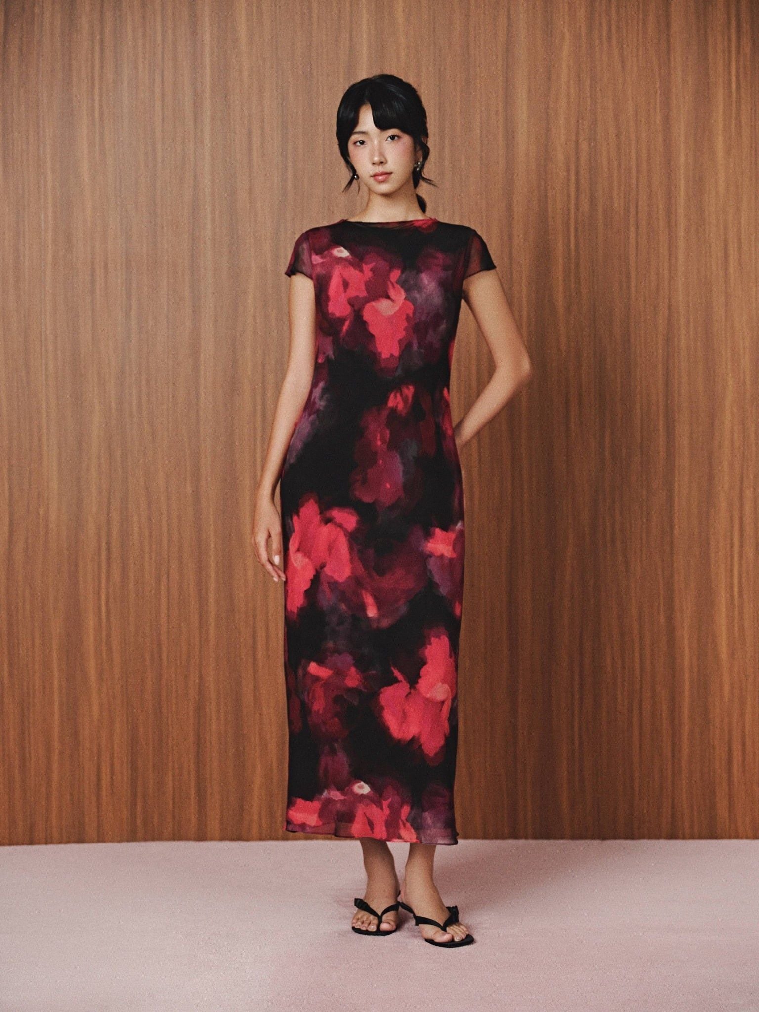  Đầm lụa ren hoa | Mauve Silk mesh dress 