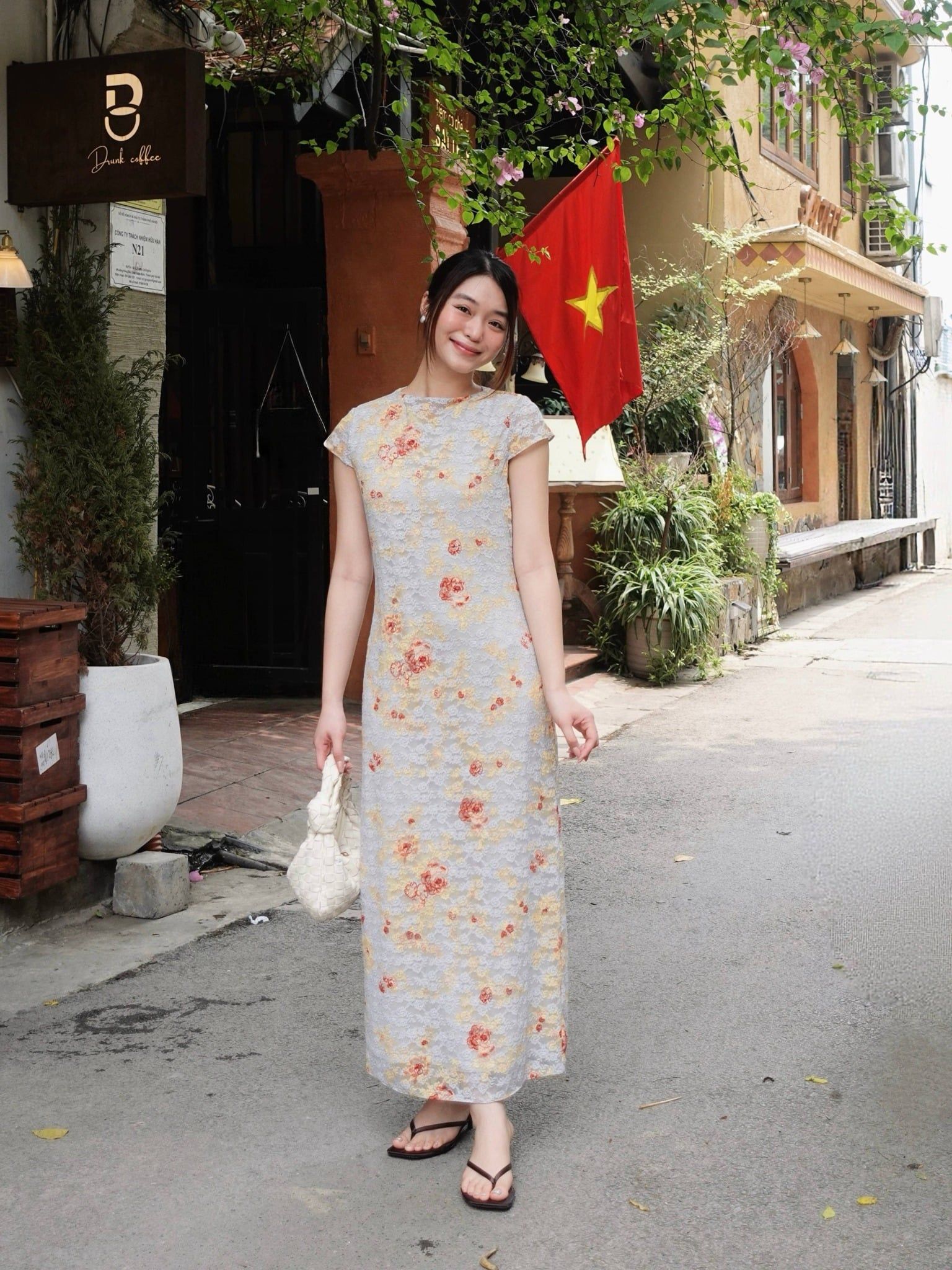  Đầm lụa ren hoa | Mauve Silk mesh dress 