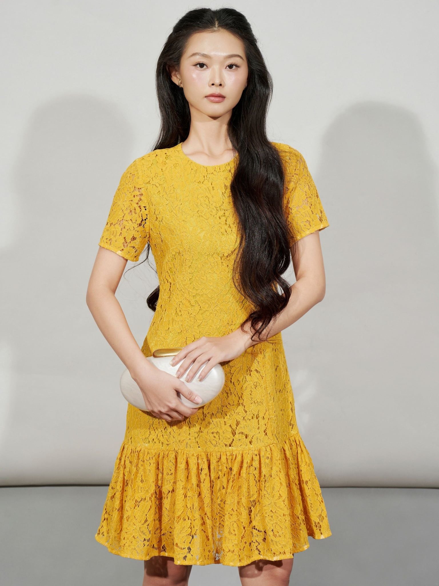  Đầm ren tùng bèo | Mauve Lace Ruffle dress 