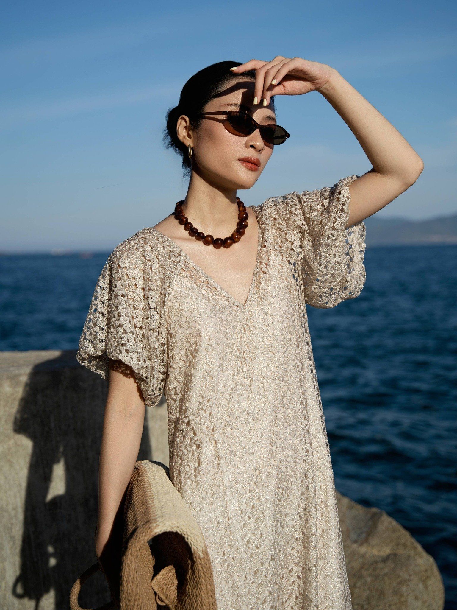  Đầm maxi ren tay bí | Mauve Lace dress 