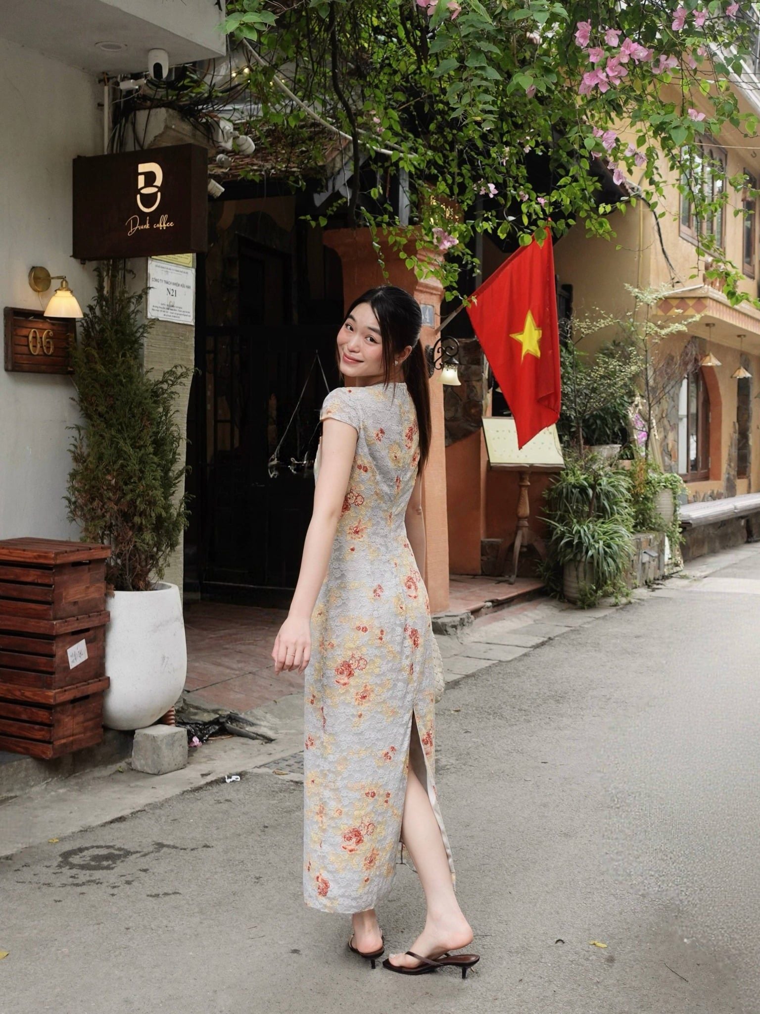  Đầm lụa ren hoa | Mauve Silk mesh dress 
