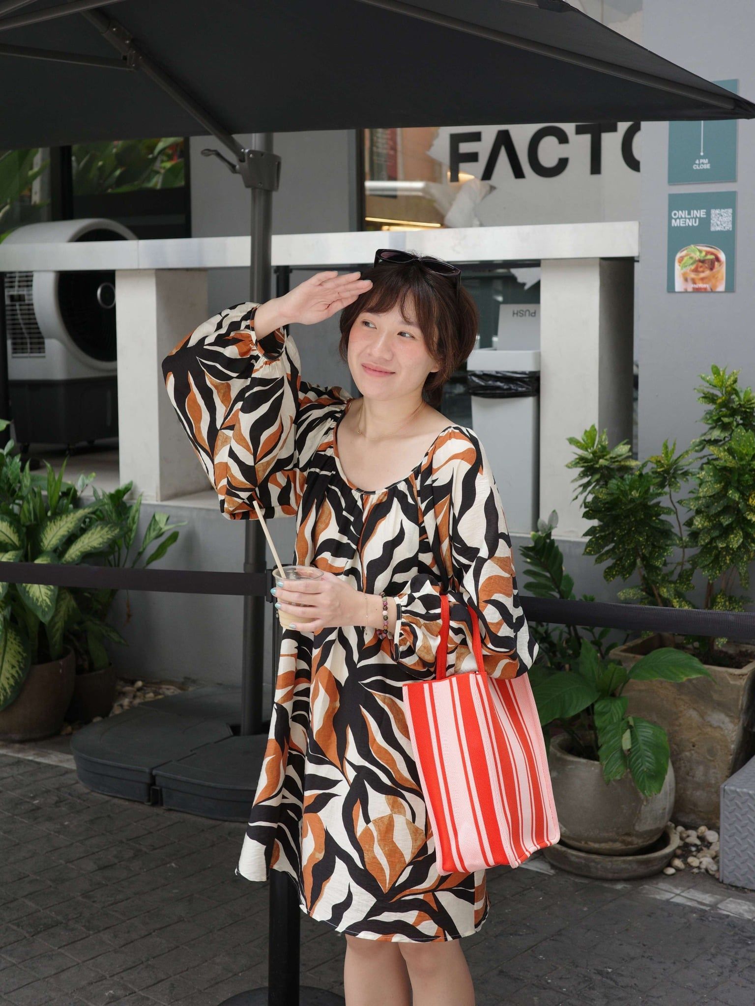  Đầm tay bồng hoạ tiết | Mauve Coral dress 