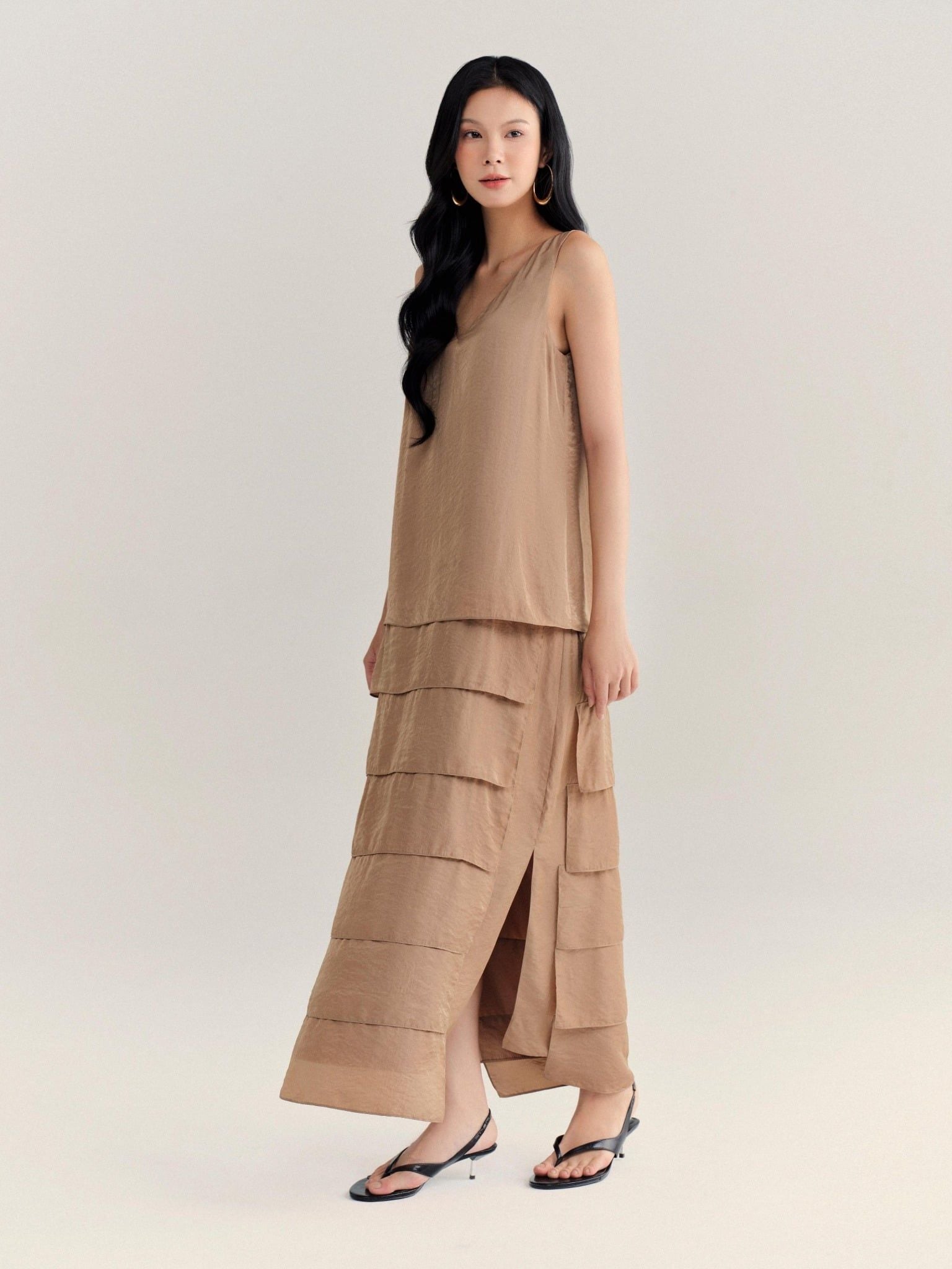  Đầm lụa tùng bậc thang | Mauve Terraced dress 