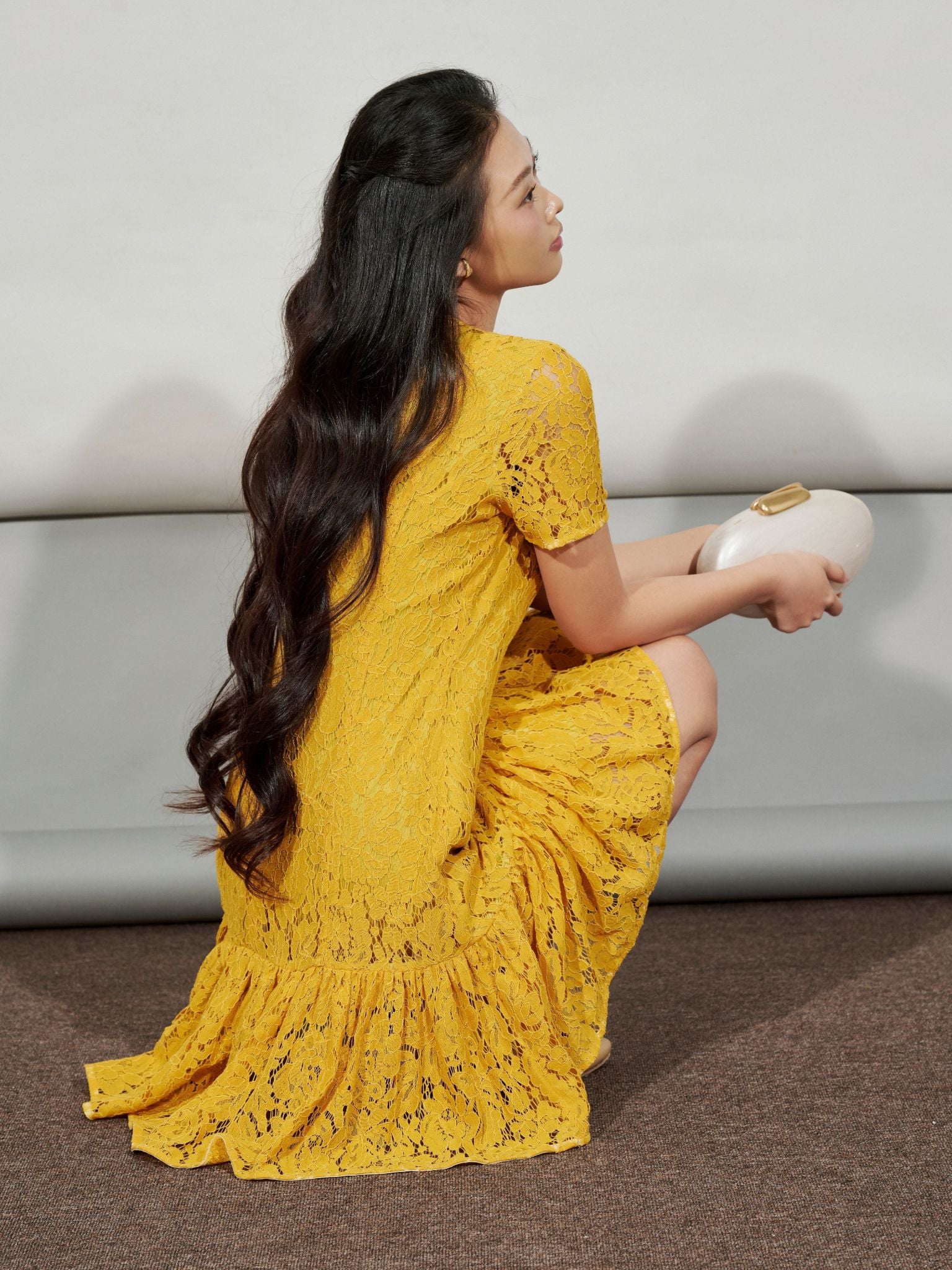  Đầm ren tùng bèo | Mauve Lace Ruffle dress 
