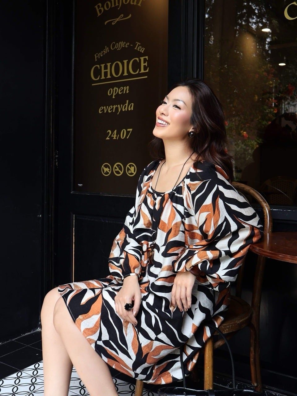  Đầm tay bồng hoạ tiết | Mauve Coral dress 