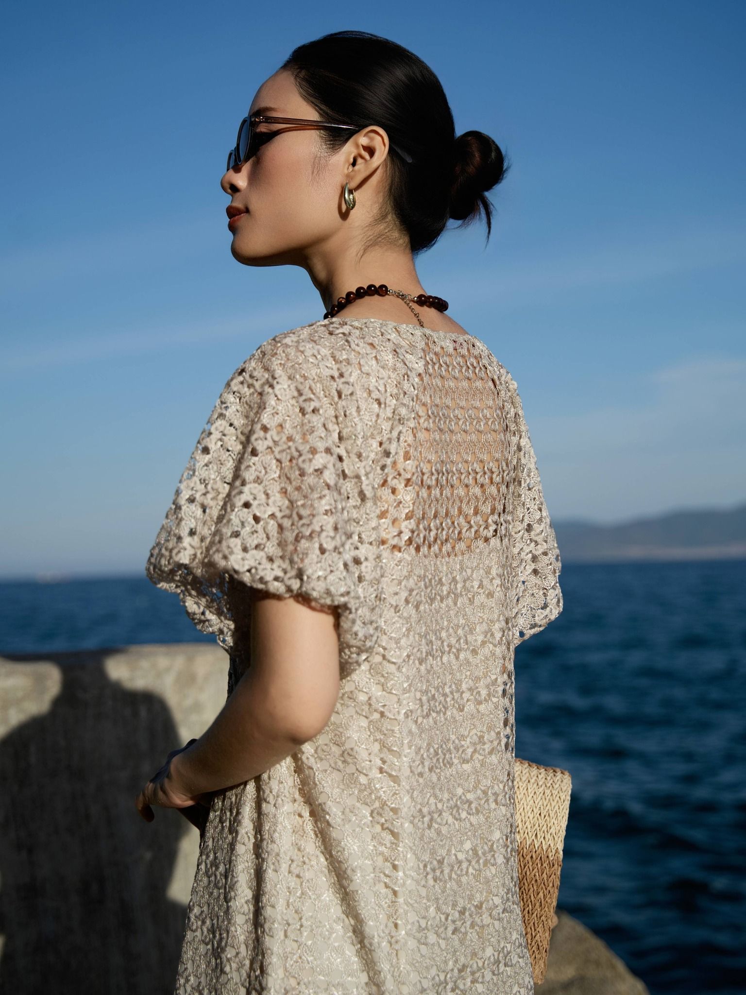  Đầm maxi ren tay bí | Mauve Lace dress 