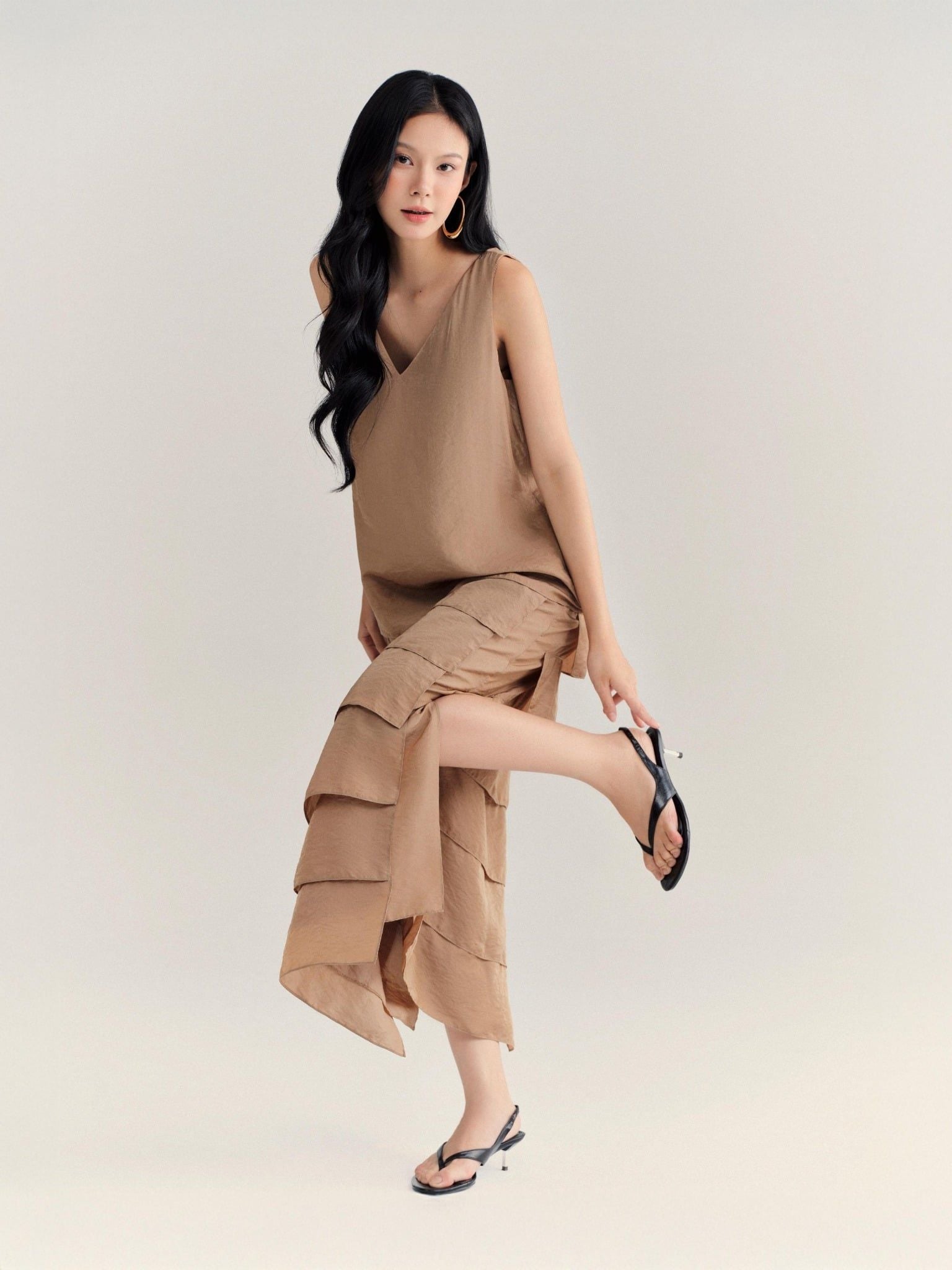  Đầm lụa tùng bậc thang | Mauve Terraced dress 