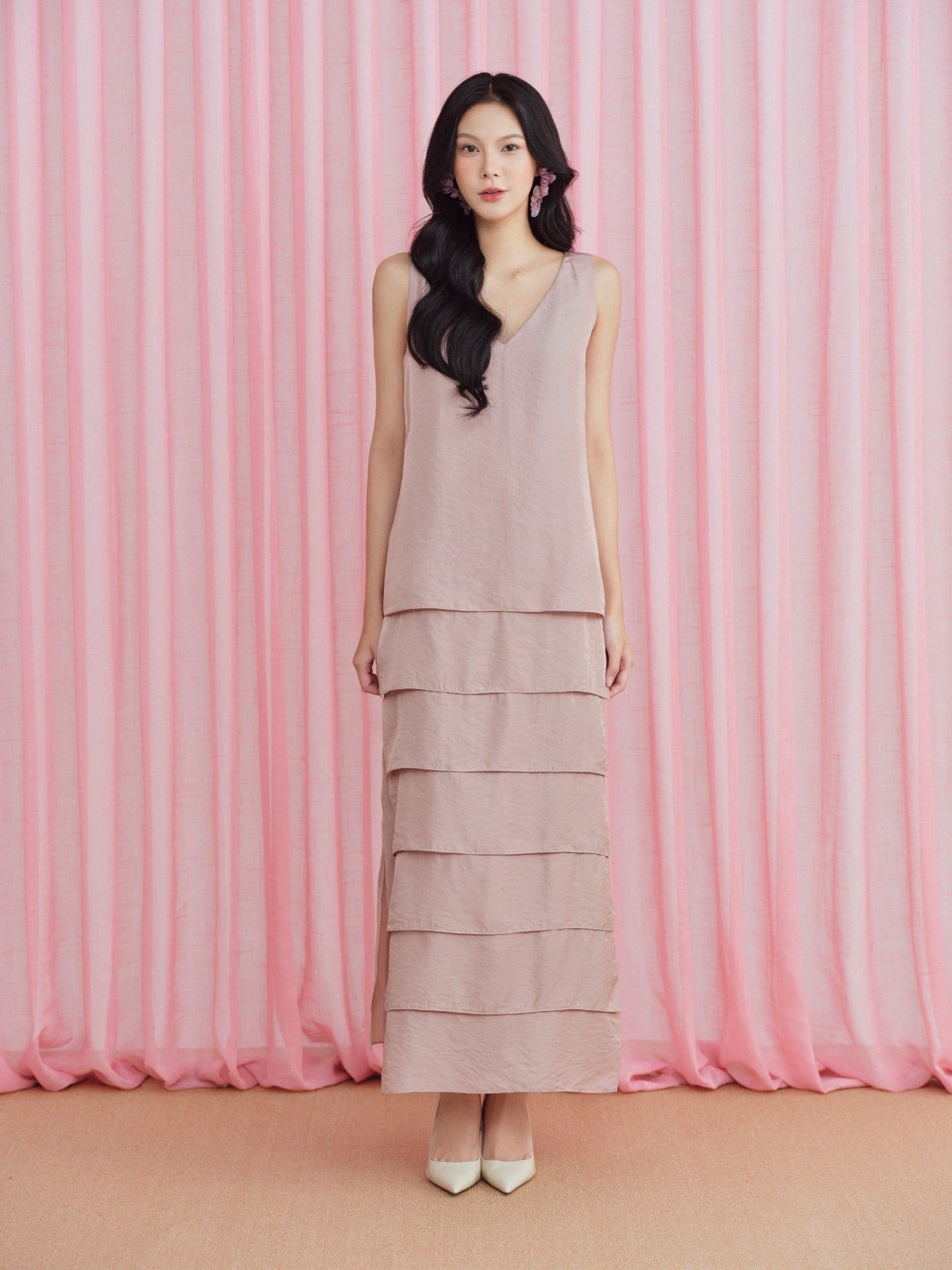  Đầm lụa tùng bậc thang | Mauve Terraced dress 