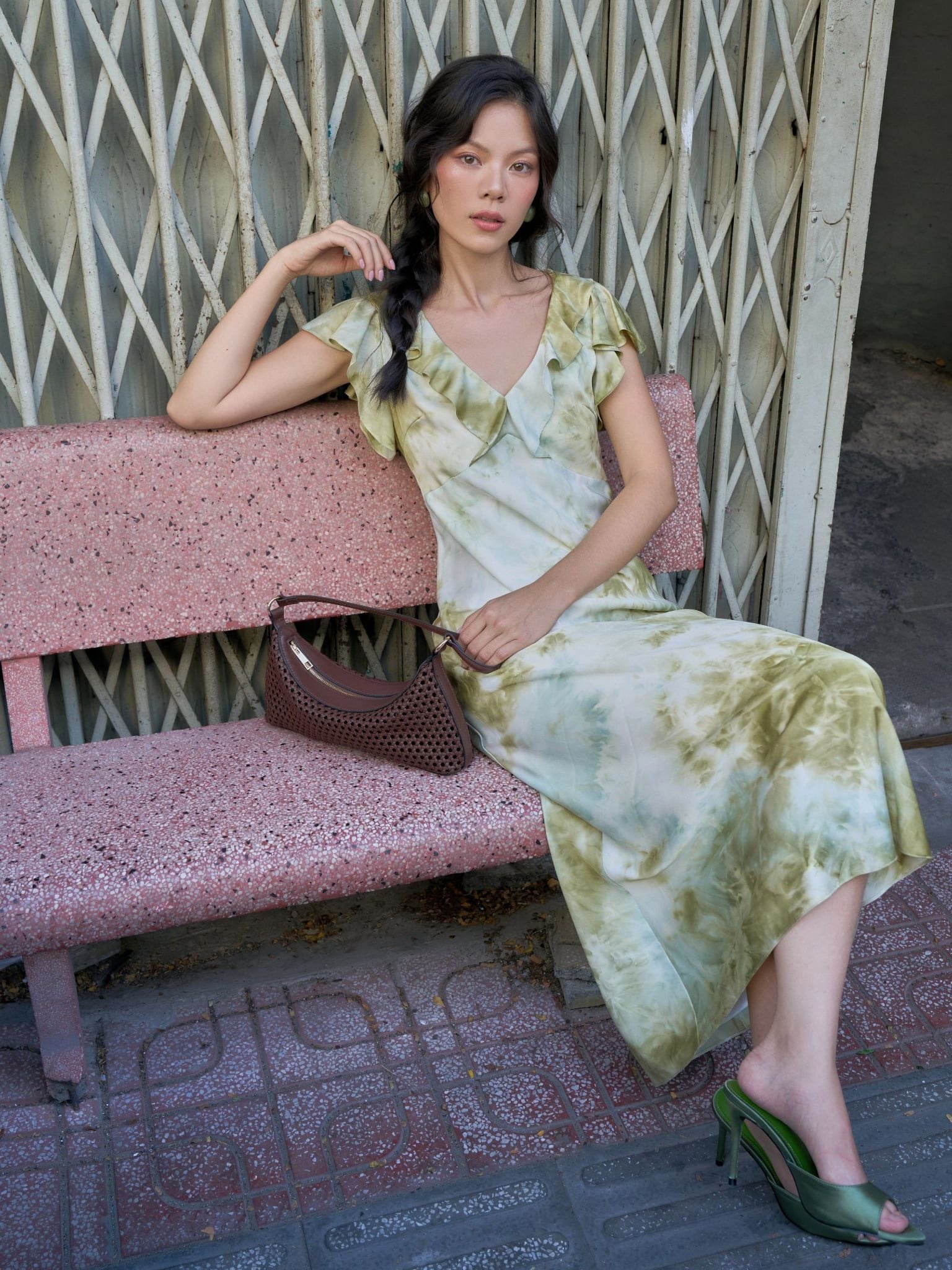  Đầm Lục phối bèo | Mauve Sage dress 