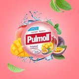 Kẹo Ngậm Không Đường Pulmoll Hỗn Hợp Trái Cây Nhiệt Đới + Vitamin (Hộp 45g)