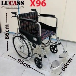 Xe lăn lucass X96 vành đúc, gấp gọn