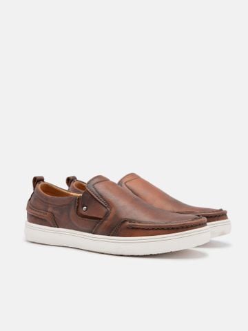 Nâu##Giày thể thao nam Mulgati Slip on - 1653-2