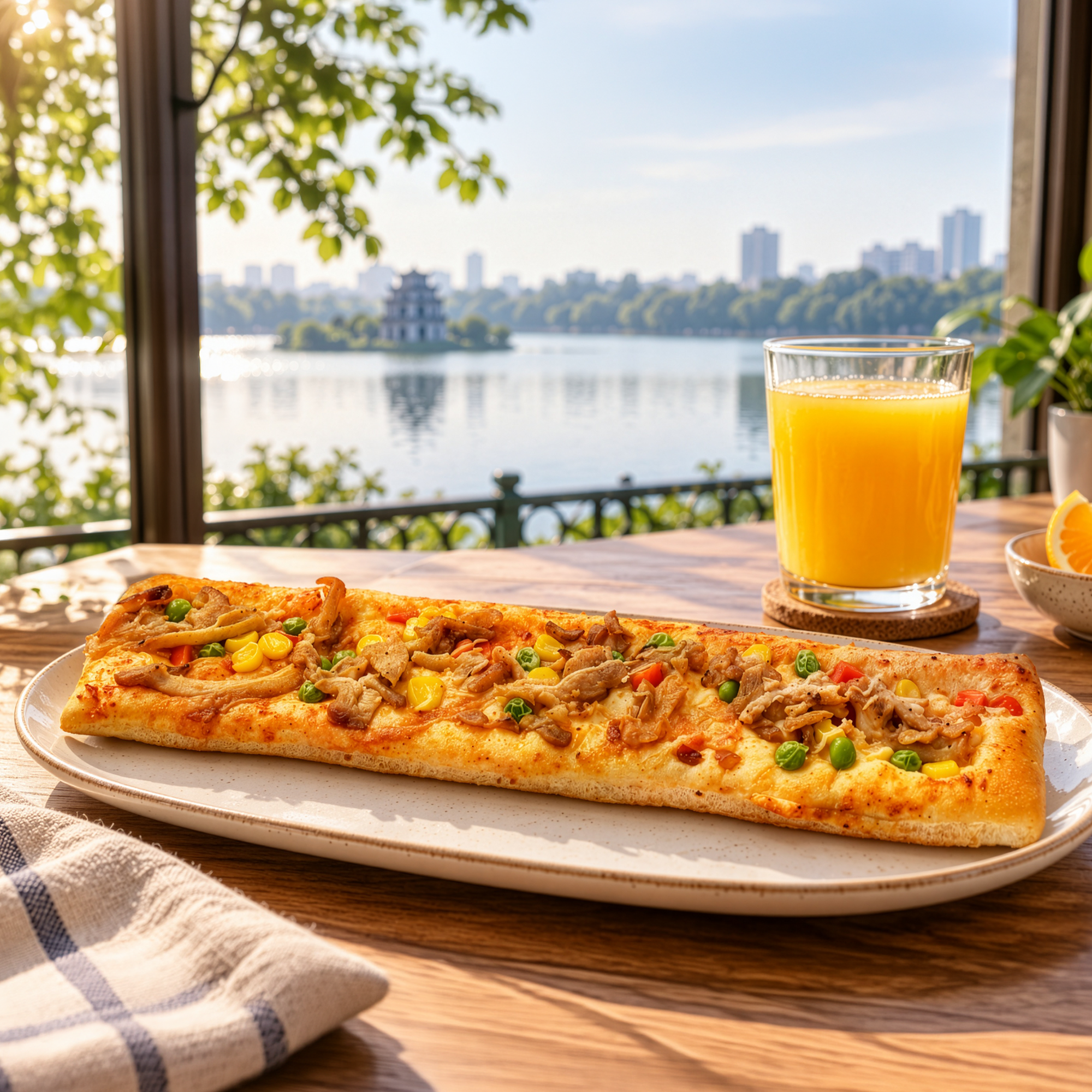 Pizza gà nướng kiểu Thái