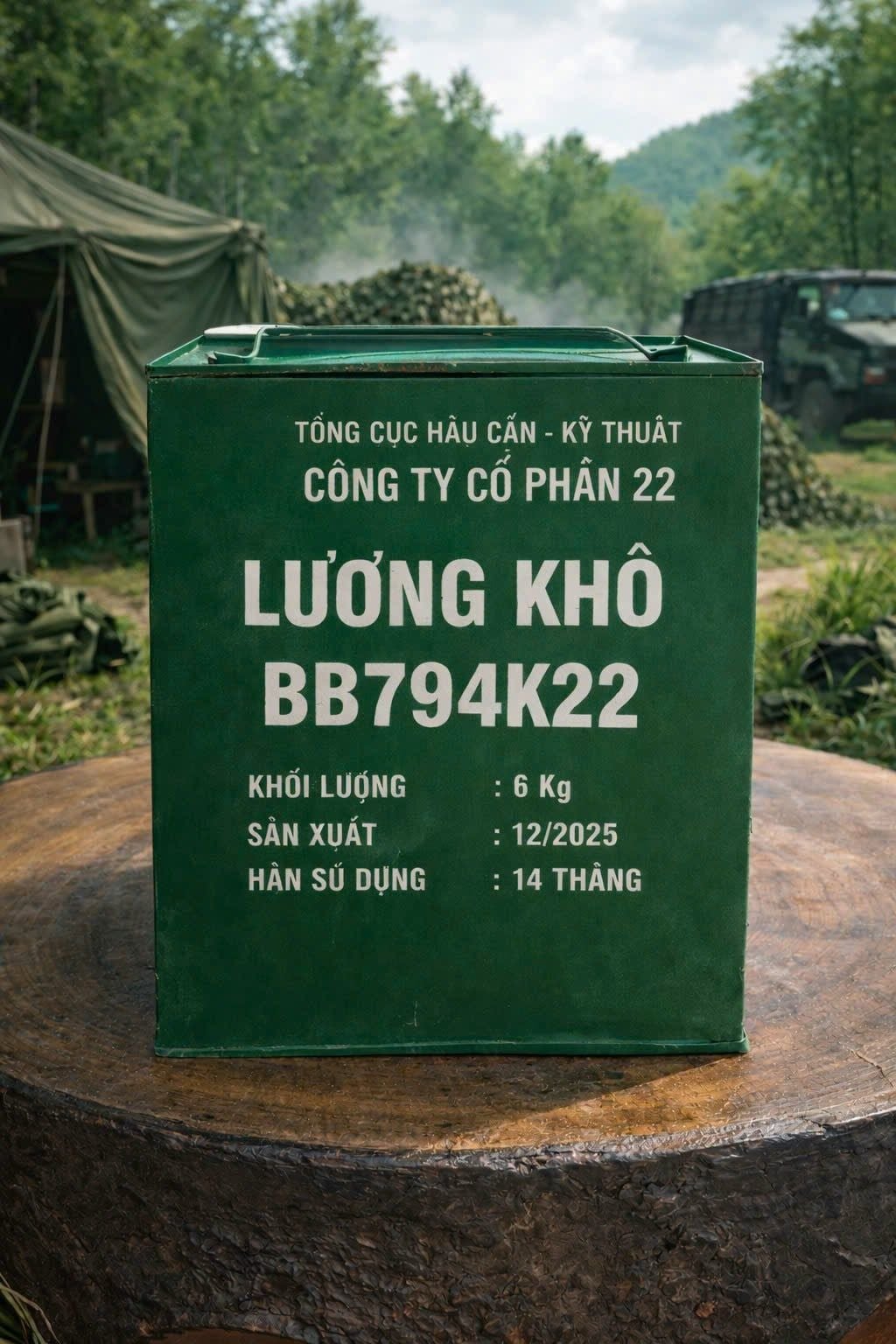  Lương khô 794K22- Lương khô thùng sắt Công ty 22 - Vị dinh dưỡng- Sản phẩm quân đội nhân dân Việt Nam- Phong lớn 250gram 