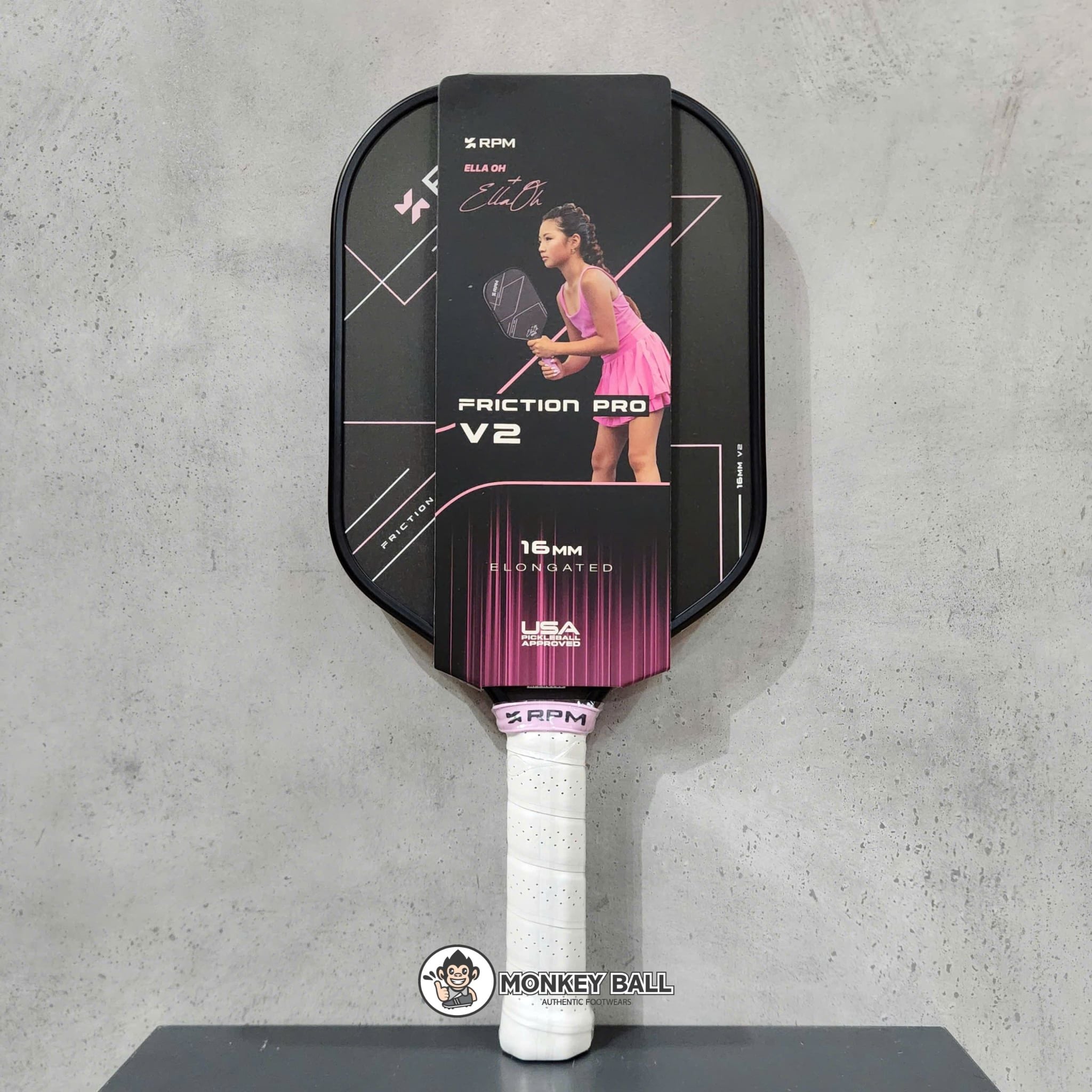  Vợt Pickleball RPM V2 Ella Oh Pink Elongated 16MM 