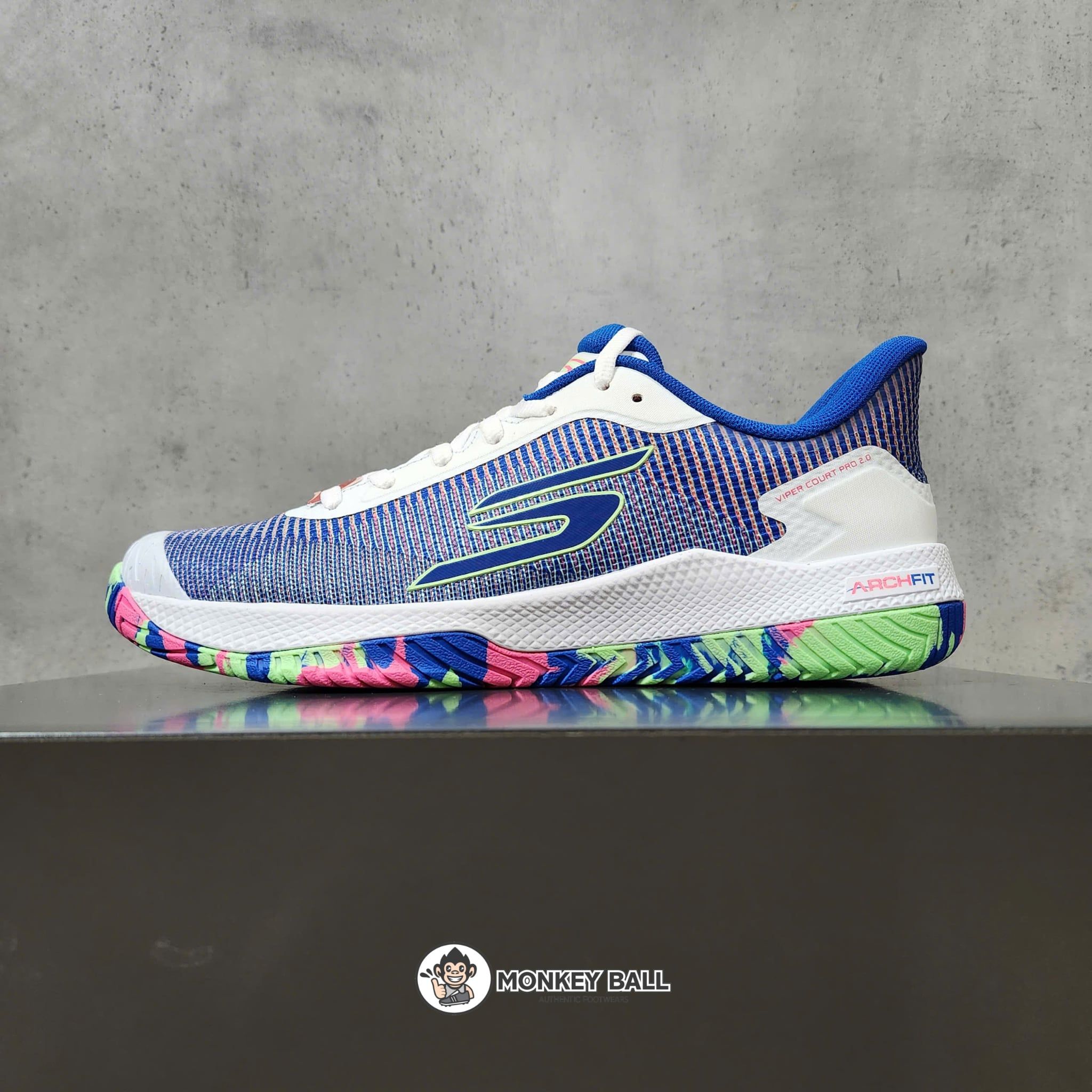  Giày Pickleball Skechers Viper Court Pro 2.0 - 246109-WBLP - Trắng / Xanh 