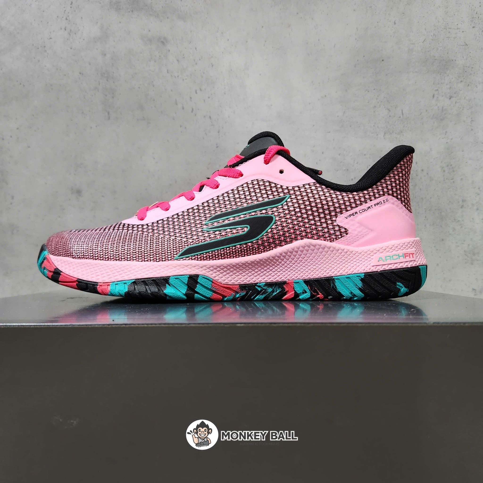  Giày Pickleball Nam Skechers Viper Court Pro 2.0 - 246109-PKBK - Hồng / Xanh / Đen 