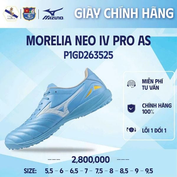 Giày MIZUNO  MORELIA NEO IV PRO AS - XANH/TRẮNG 