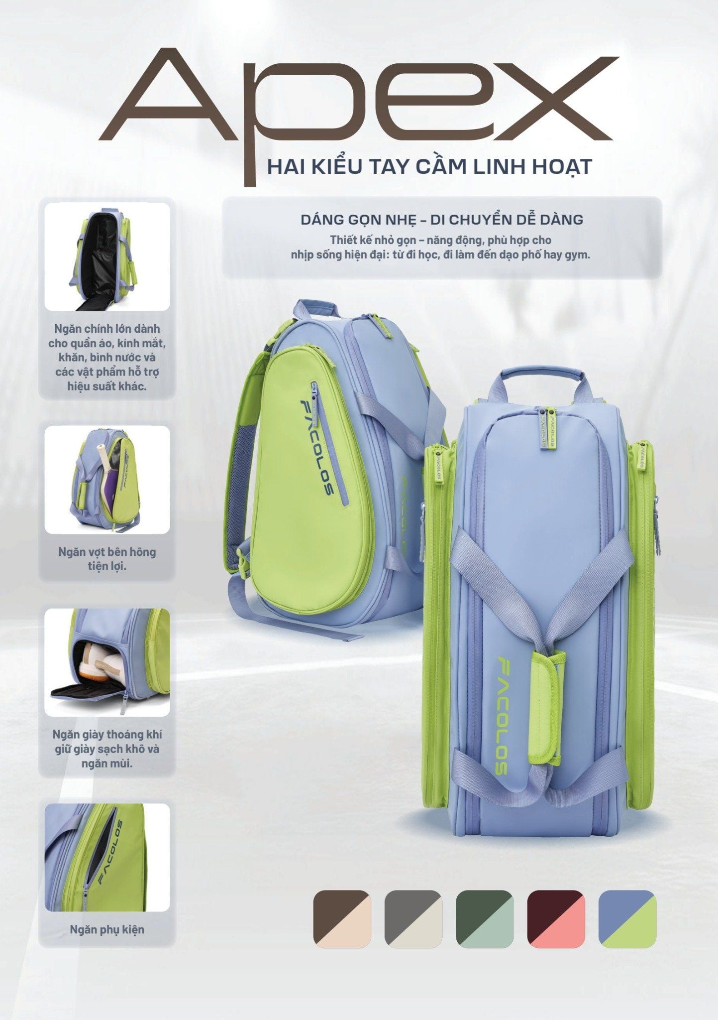  Balo Pickleball Facolos Apex / Smash Backpack Series 