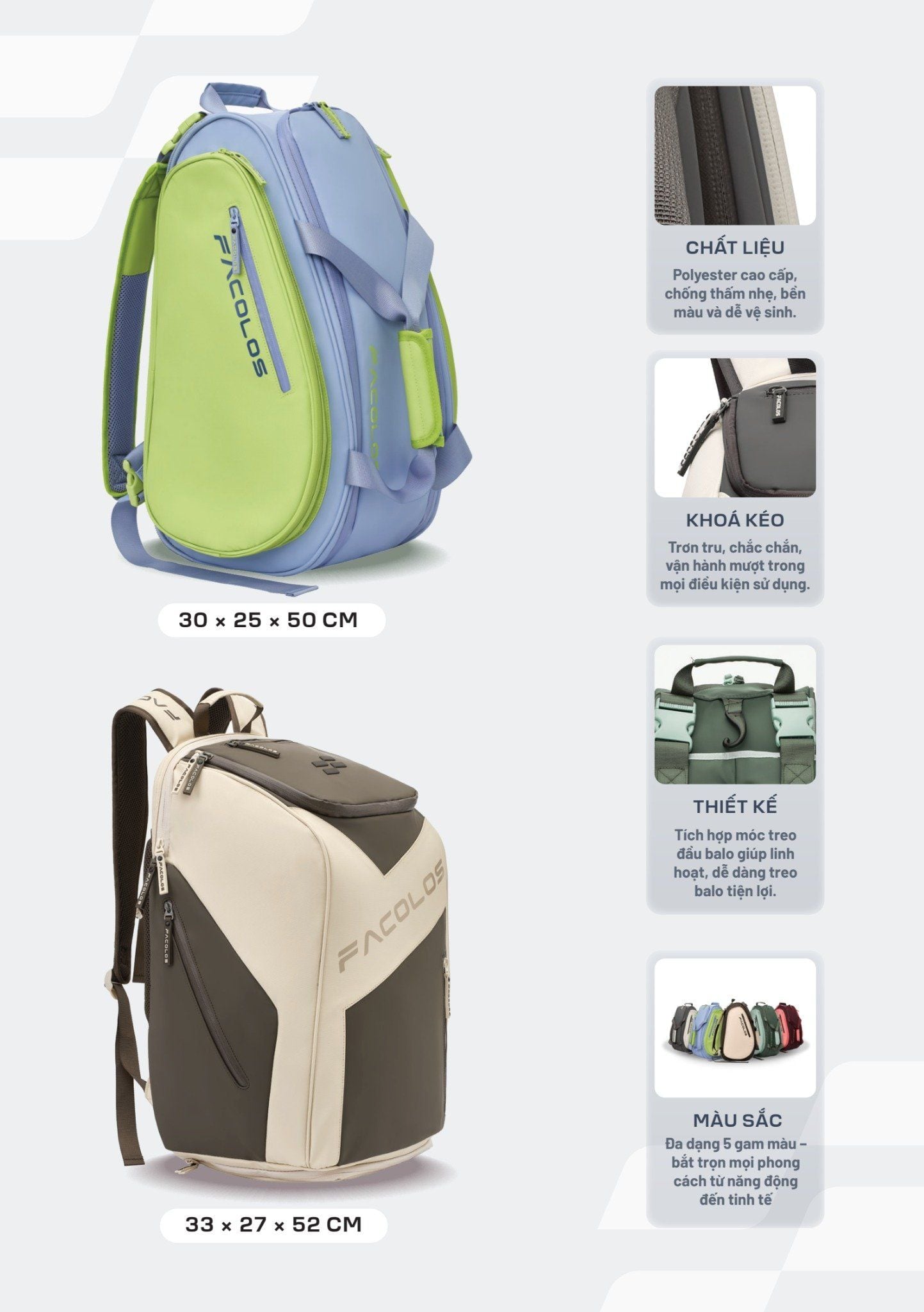  Balo Pickleball Facolos Apex / Smash Backpack Series 