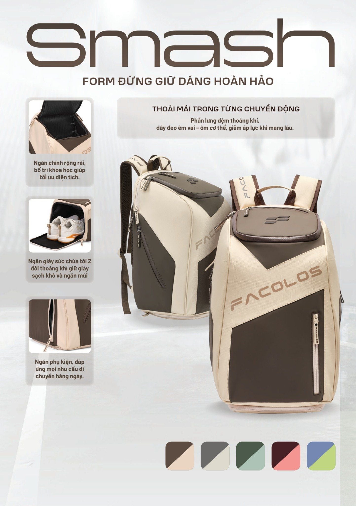  Balo Pickleball Facolos Apex / Smash Backpack Series 