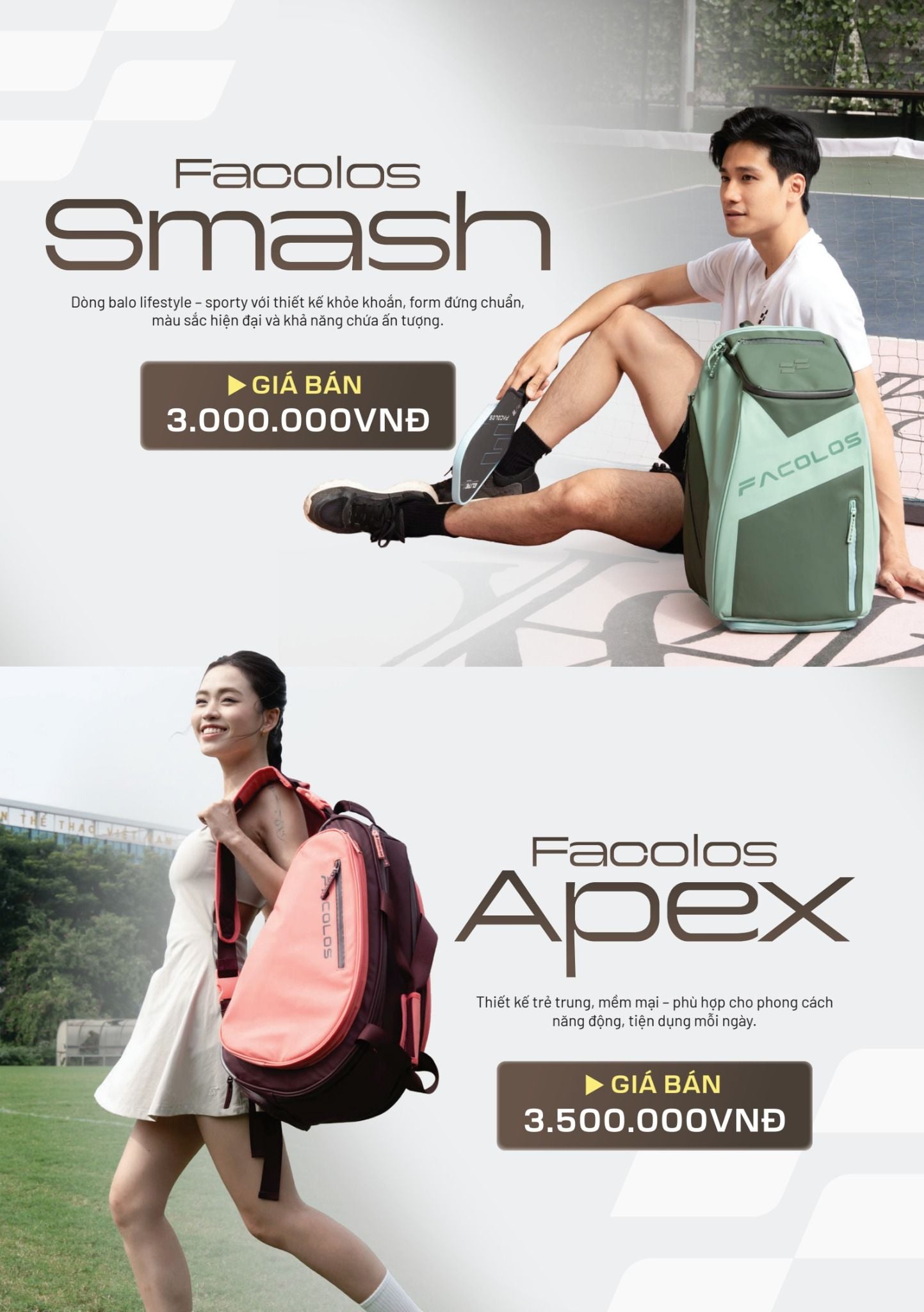  Balo Pickleball Facolos Apex / Smash Backpack Series 