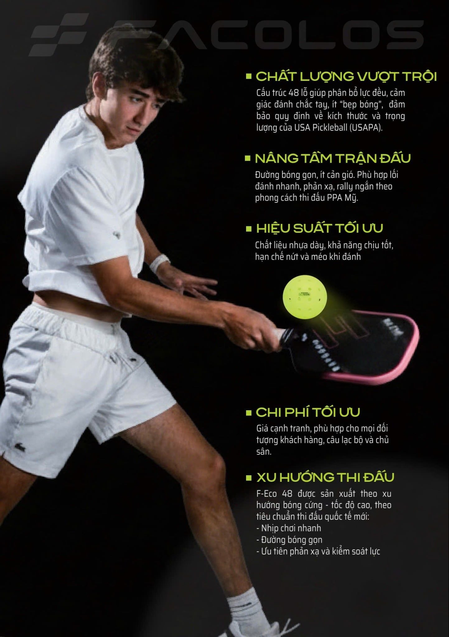  Bóng Pickleball Facolos F-Eco 48 