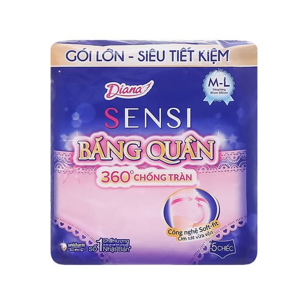  Băng vệ sinh Diana ban đêm dạng quần size M - L (5 miếng) 