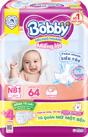  Miếng lót Bobby NB1 64 miếng (dưới 1 tháng) 