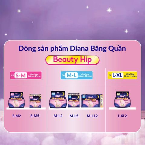  Băng vệ sinh Diana ban đêm dạng quần size M - L (5 miếng) 