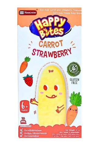  Bánh gạo ăn dặm Happy Bites Chuối và Dâu / Cà rốt và Dâu 21g 