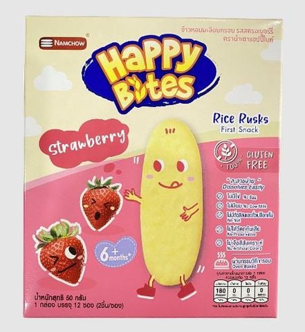  Bánh gạo ăn dặm Happy Bites Chuối / Táo / Dâu / Việt Quất / Rau Củ 50g 
