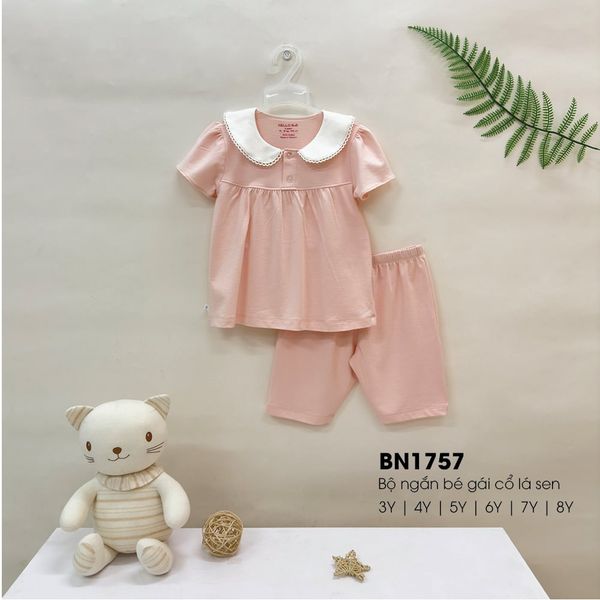  Bộ ngắn bé gái cổ lá sen 1757 - HELLO BnB 