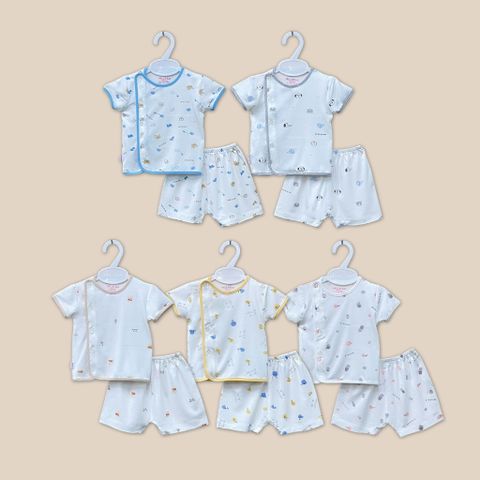  Bộ sơ sinh bác sĩ ngắn Bamboo in họa tiết 1813 - HELLO BnB 