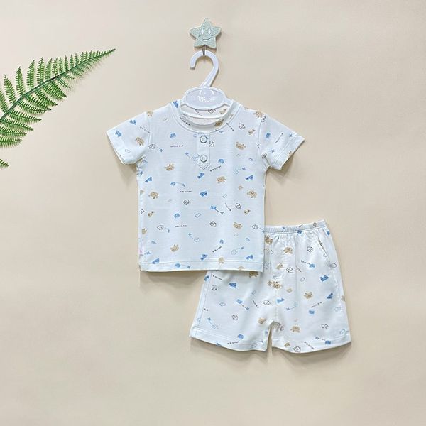  Bộ ngắn cổ trụ Bamboo in họa tiết 1815 - HELLO BnB 