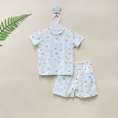  Bộ ngắn cổ trụ Bamboo in họa tiết 1815 - HELLO BnB 