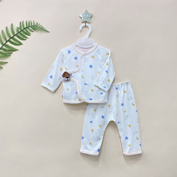  Bộ sơ sinh dài Bamboo đính handmade 1819 - HELLO BnB 