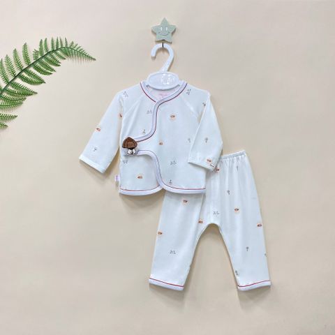  Bộ sơ sinh dài Bamboo đính handmade 1819 - HELLO BnB 