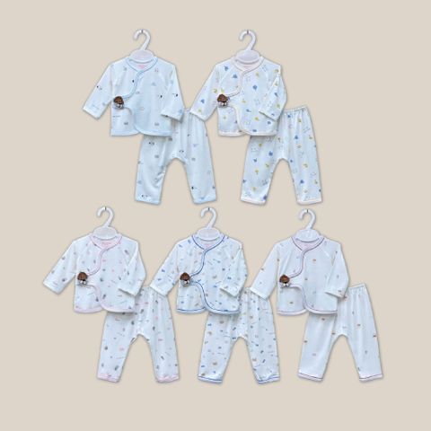  Bộ sơ sinh dài Bamboo đính handmade 1819 - HELLO BnB 