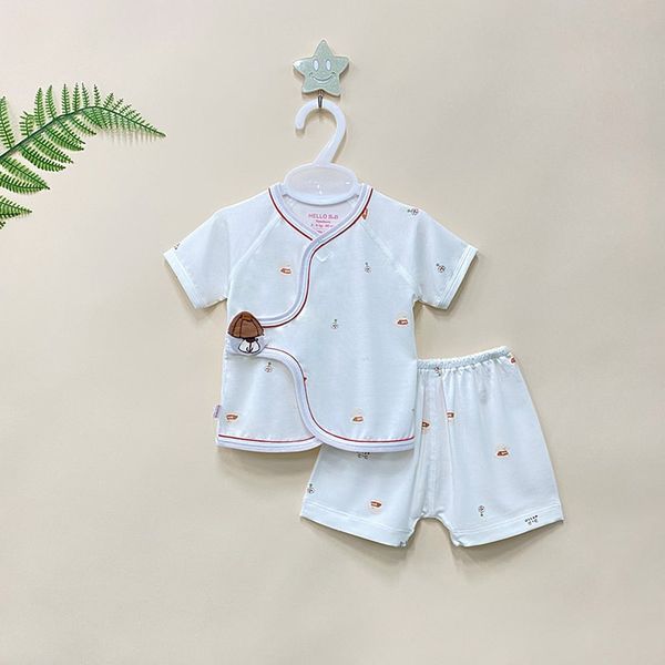  Bộ sơ sinh ngắn Bamboo đính handmade 1820 - HELLO BnB 