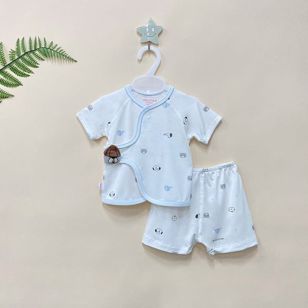  Bộ sơ sinh ngắn Bamboo đính handmade 1820 - HELLO BnB 