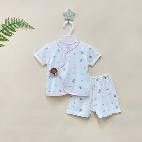  Bộ sơ sinh ngắn Bamboo đính handmade 1820 - HELLO BnB 
