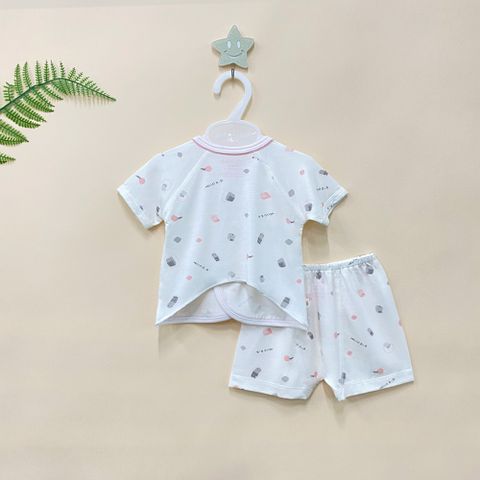  Bộ sơ sinh ngắn Bamboo đính handmade 1820 - HELLO BnB 