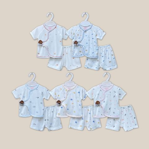  Bộ sơ sinh ngắn Bamboo đính handmade 1820 - HELLO BnB 