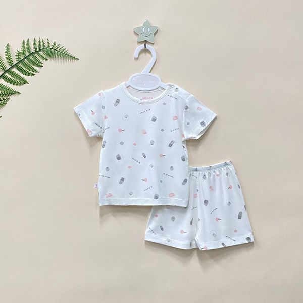  Bộ ngắn nút vai Bamboo in họa tiết 1821 - HELLO BnB 