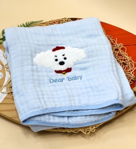  Khăn tắm Muslin Bamboo thêu (105x110cm) 1799 - HELLO BnB 