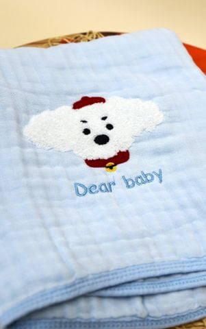  Khăn tắm Muslin Bamboo thêu (105x110cm) 1799 - HELLO BnB 